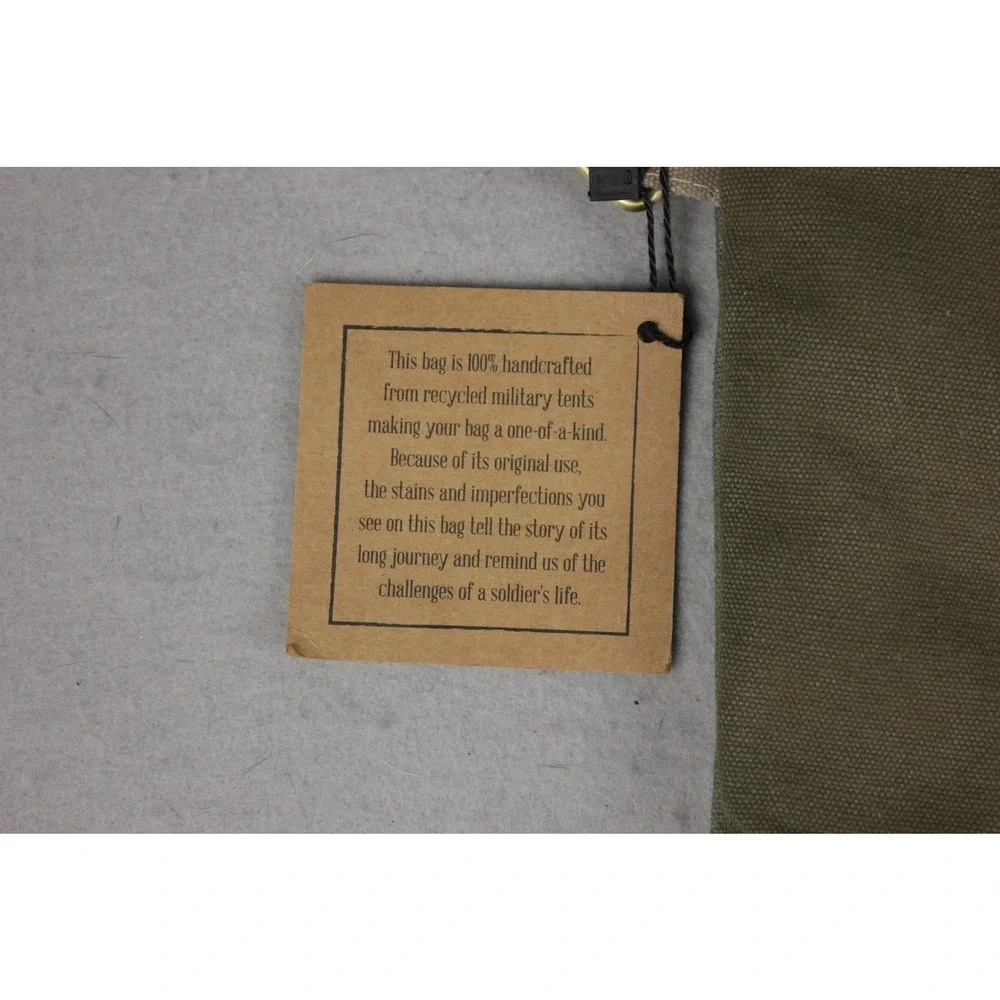 NWT Vintage Addiction Upcycled‎ Military Canvas Messenger Bag US Veteran Olive